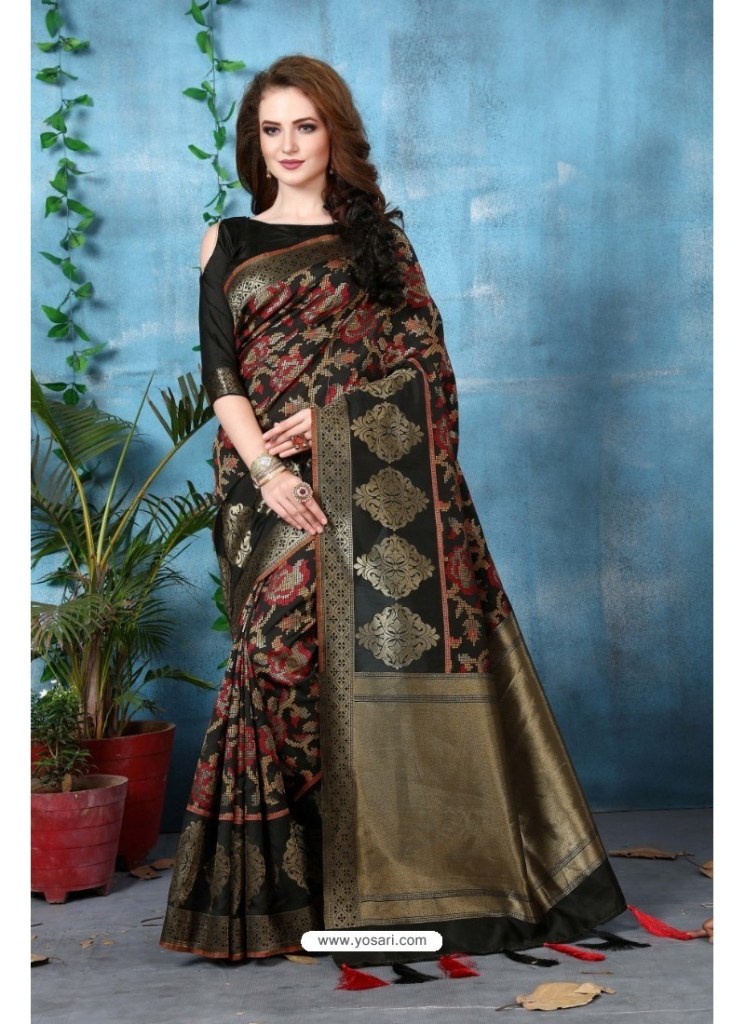 Black Banarasi Silk Sarees